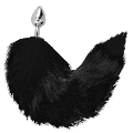 darkness - silver anal plug 8 cm with black tail