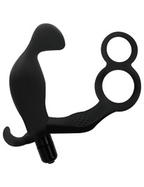 addicted toys - plug anal con anilla doble pene y testiculos negro