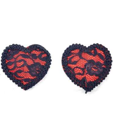 Cover Nipples Red Heart and Black Lace 194008