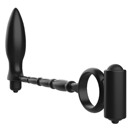 Plug Anal Addicted Toys com Cockring Vibratório Preto,D-227618