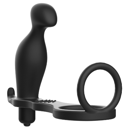 addicted toys - plug anal con anillo silicona negro 12 cm