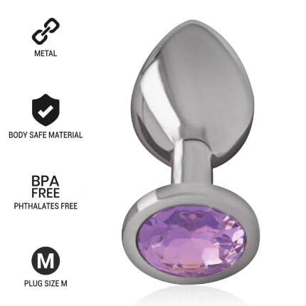 intense - aluminum metal anal plug with violet crystal size m D-234366