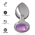 intense - aluminum metal anal plug with violet crystal size m