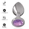 intense - aluminum metal anal plug with violet crystal size l