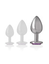 intense - aluminum metal anal plug with violet crystal size l D-234367