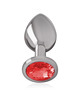 intense - plug anal metal aluminio con cristal rojo talla s