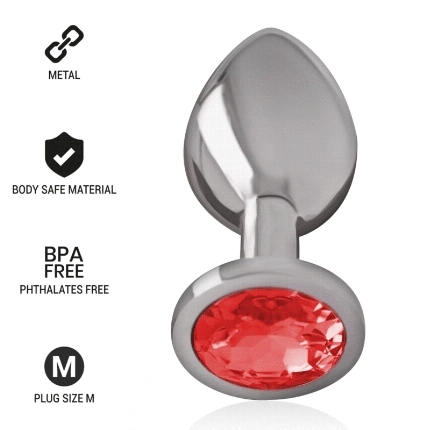 Plug Anal com Jóia de Metal Intense 8 cms Vermelho,D-234369