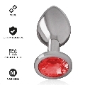intense - metal anal plug with red crystal size m