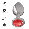 intense - aluminum metal anal plug with red crystal size l