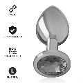 intense - aluminum metal anal plug with black glass size l