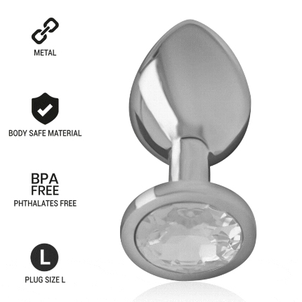 intense - aluminum metal anal plug with silver crystal size l D-234376