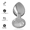intense - aluminum metal anal plug with silver crystal size l