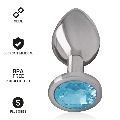 intense - aluminum metal anal plug with blue crystal size s