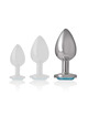 intense - plug anal metal aluminio con cristal azul talla l