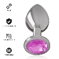 intense - aluminum metal anal plug with pink crystal size m