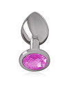 intense - aluminum metal anal plug with pink crystal size m D-234381