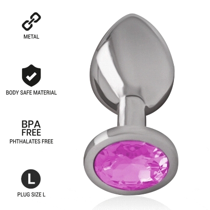 intense - plug anal metal aluminio con cristal rosa talla l