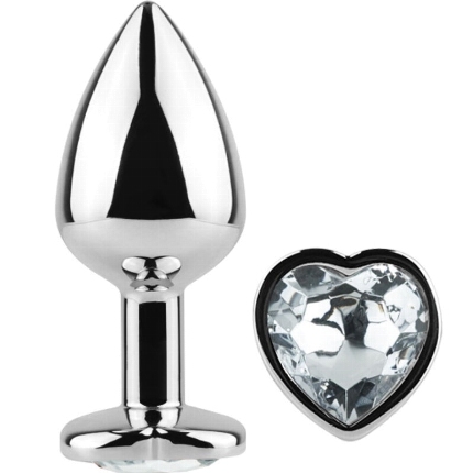 secretplay - metal butt plug clear crystal heart small size 7 cm D-234743