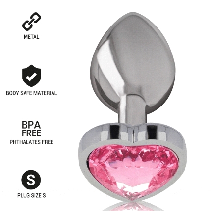 Plug Anal com Jóia Coração de Alumínio Intense 7 cms Rosa,D-235737