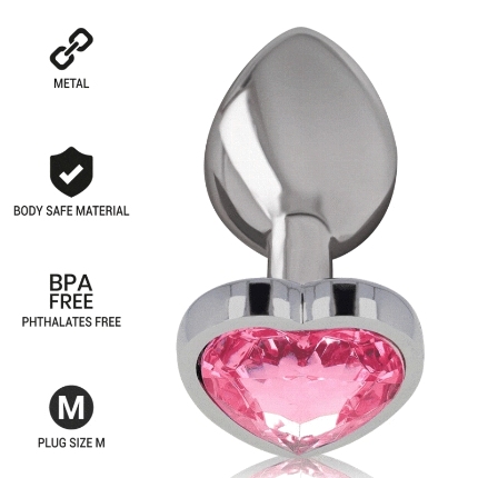 Plug Anal com Jóia Coração de Alumínio Intense 8 cms Rosa,D-235740