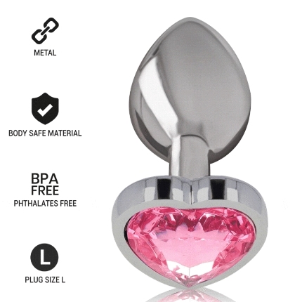 intense - aluminum metal anal plug pink heart size l D-235743