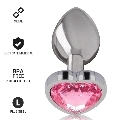 intense - aluminum metal anal plug pink heart size l