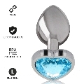 intense - aluminum metal anal plug blue heart size l