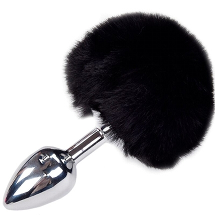 alive - anal pleasure plug smooth metal fluffy black size s D-237208