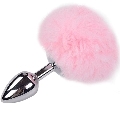 alive - anal pleasure plug smooth metal fluffy pink size s