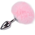 Plug Anal com Cauda de Coelho Alive Liso Fluffy 7 cms Rosa