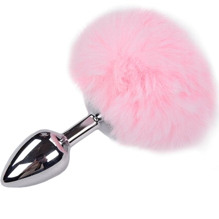 alive - anal pleasure plug smooth metal fluffy pink size l D-237213