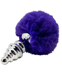 alive - anal pleasure plug spiral metal fluffy dark violet size s
