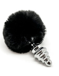Plug Anal com Cauda de Coelho Alive Espiral Fluffy 7 cms Preto ,D-237223