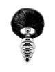 Plug Anal com Cauda de Coelho Alive Espiral Fluffy 7 cms Preto ,D-237223