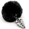 Plug Anal com Cauda de Coelho Alive Espiral Fluffy 8 cms Preto 