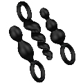 satisfyer - anal plugs set 3 pcs black