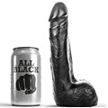 all black - dildo realistico negro suave 20 cm