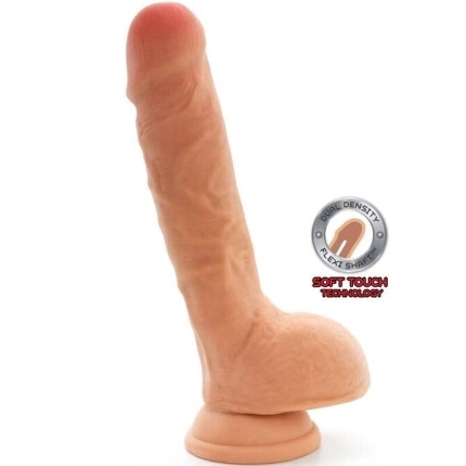get real - dual density dildo 25,5 cm con testiculos natural