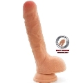 get real - dual density dildo 25,5 cm con testiculos natural