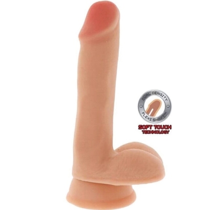 get real - dual density dildo 17 cm con testiculos natural