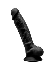 Dildo Realístico SileXD com Testículos Preto 17.5 cm