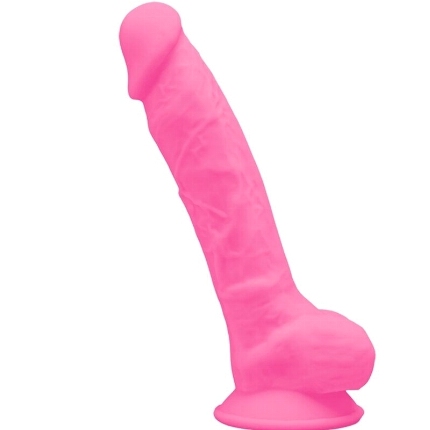 silexd - modelo 1 pene realistico silicona premium silexpan rosa fluorescente 17.5 cm