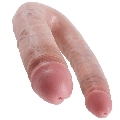 Dildo Duplo King Cock U Shape Grande Bege