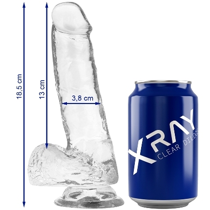Dildo Realístico X Ray com Testículo Transparente 18.5 cm,D-224101
