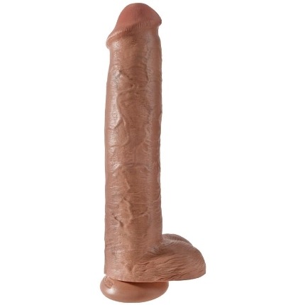 Dildo Realístico King Cock com Testículos Caramelo 34.2 cm,D-236511