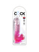 king cock - clear realistic penis with balls 13.5 cm pink D-236523