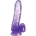 king cock - clear realistic penis with balls 13.5 cm purple
