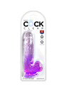 king cock - clear realistic penis with balls 13.5 cm purple D-236524