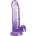 king cock - clear realistic penis with balls 15.2 cm purple