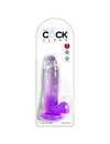 king cock - clear realistic penis with balls 15.2 cm purple D-236527